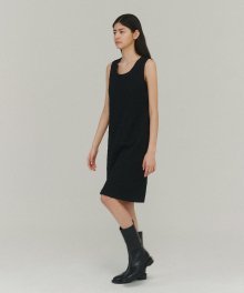 Frill sleeveless dress (Black)