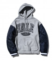 [YALE x GLEANPARK] REBUILD 2 TONE ARCH QUILTING HOODIE NAVY