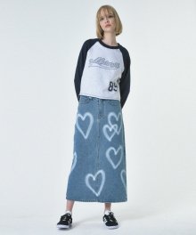 heart denim skirt (blue)