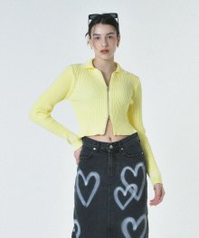 line knit zip-up (yellow)