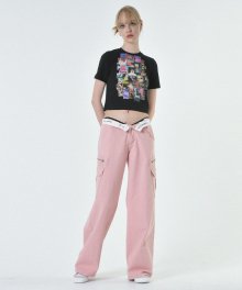zip cargo pants (pink)