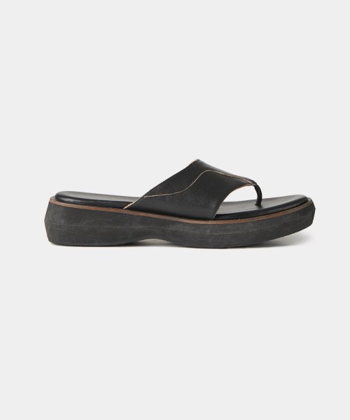 MUSINSA | COOR Low Cut Platform Flip Flops (Black)