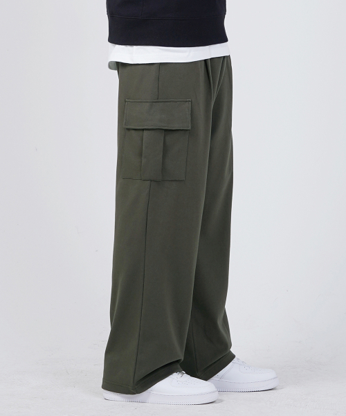 Широкие спортивные карго-брюки со складкой Khaki