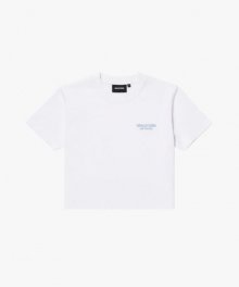 WOMENS EMBROIDERY CROPPED TEE-WHITE