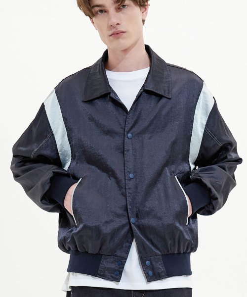 Оверсайз университетская куртка-ветровка Navy Blue