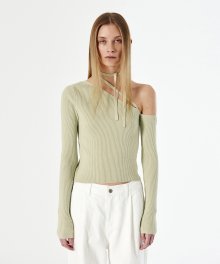 ONE SHOULDER STRAP KNIT TOP (mint)