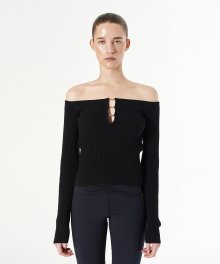 METAL RING OFF SHOULDER KNIT (black)