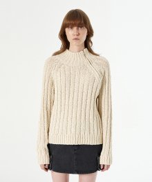 ZIP POLONECK KNIT TOP (ivory)
