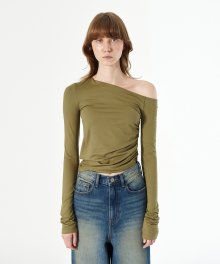 ONE SHOULDER SOFT TEE (khaki)