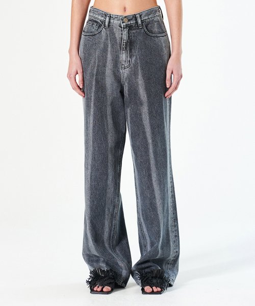 MUSINSA | DIAGONAL VERTICAL STRIPES DENIM PANTS (grey)