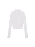 AIRY BUTTON COLLAR CARDIGAN IN WHITE