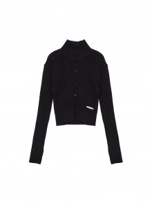 AIRY BUTTON COLLAR CARDIGAN IN BLACK