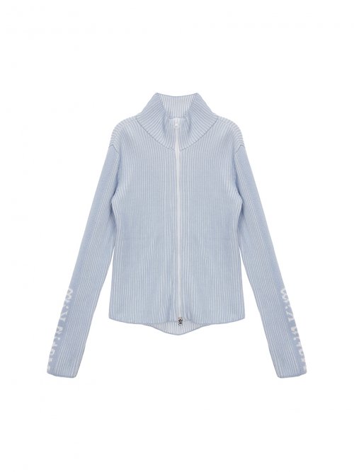 MUSINSA | MATIN KIM SLEEVE POINT ZIP UP CARDIGAN IN SKY BLUE