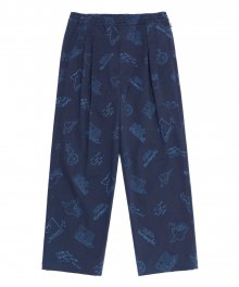ALLOVER PRINT TWILL EASY PANT - NAVY