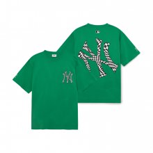 체커보드 클리핑 로고 오버핏 반팔 티셔츠 NY (D.Green)