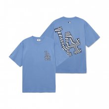 체커보드 클리핑 로고 오버핏 반팔 티셔츠 LA (L.Cobalt Blue)