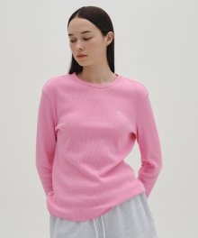 [23SS clove] Waffle Long-Sleeve T-Shirt (Pink)