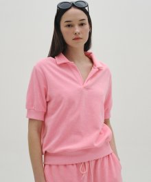 [23SS clove] Logo Terry Collar T-Shirt (Pink)