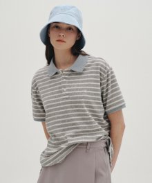 [23SS clove] Stripe Terry Polo Shirt (Melange Grey)