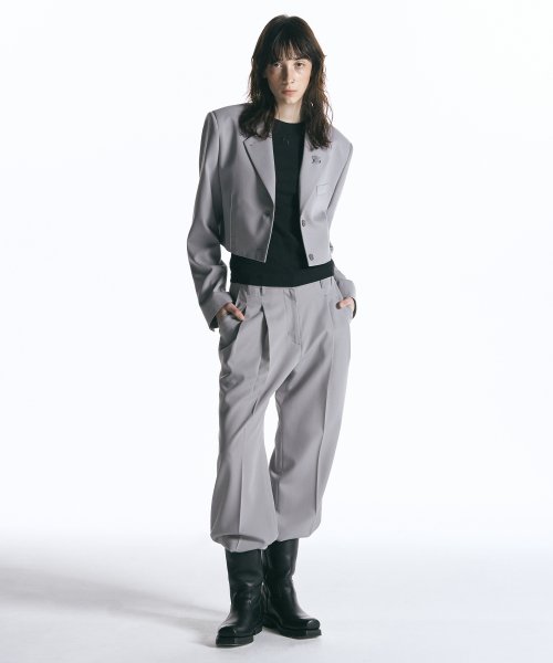 Широкие шерстяные брюки с двумя складками LIGHT GREY