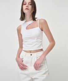 Cut Out Sleeveless Top, Ivory