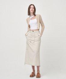 String Long Cargo Skirt, Cream
