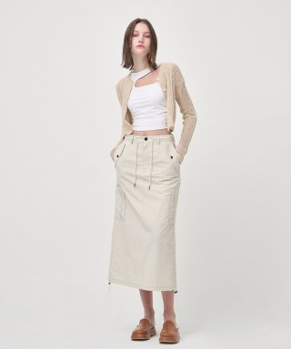에트몽(ETMON) String Long Cargo Skirt, Cream