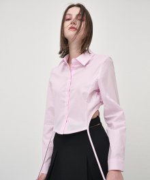 Side Shirring Slim Shirt, Pink