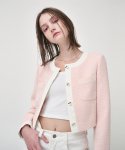 에트몽(ETMON) Piping Pocket Tweed Jacket, Pink