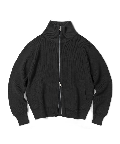 MUSINSA | INDUST [Develop.Ver] Reverse full zip-up knit cardigan_black