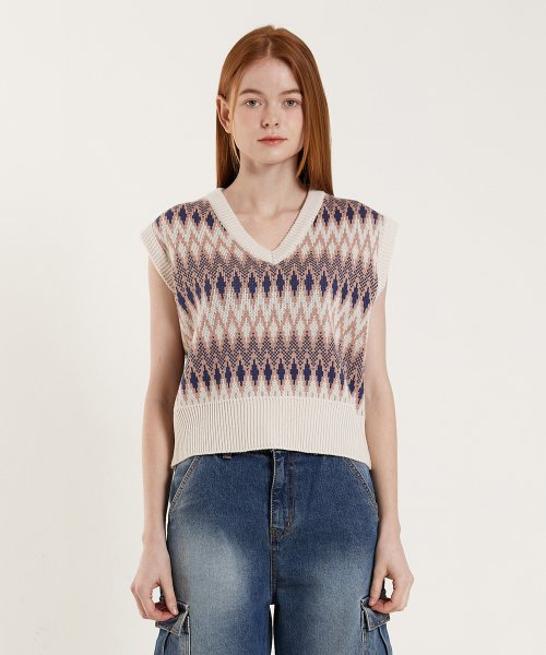 ZIGZAG VEST_IVORY