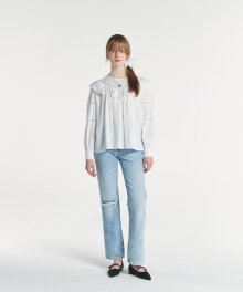 LACE TRIMMING BLOUSE (WHITE)