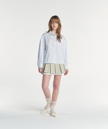 PEARL BUTTON STRIPE SHIRT (LIGHT BLUE)