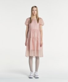 BACK RIBBON ORGANZA DRESS (SMOKE PINK)