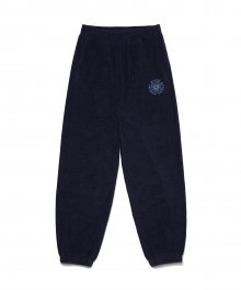 (W) FLOWER TERRY SET-UP PANTS NAVY