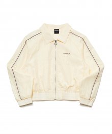 (W) GLOSSY PIPING CROP JACKET IVORY