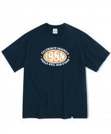 오버핏 오벌 포인트 티셔츠-네이비