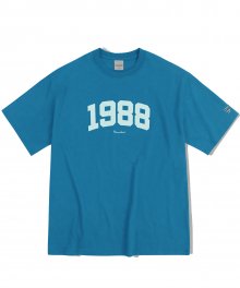 오버핏 1988 커시브 티셔츠-블루