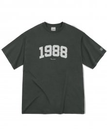 오버핏 1988 커시브 티셔츠-차콜