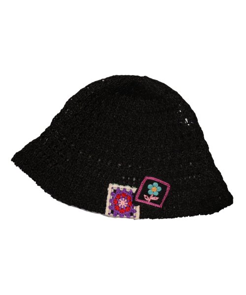 FLOWER NET BLACK BUCKET HAT