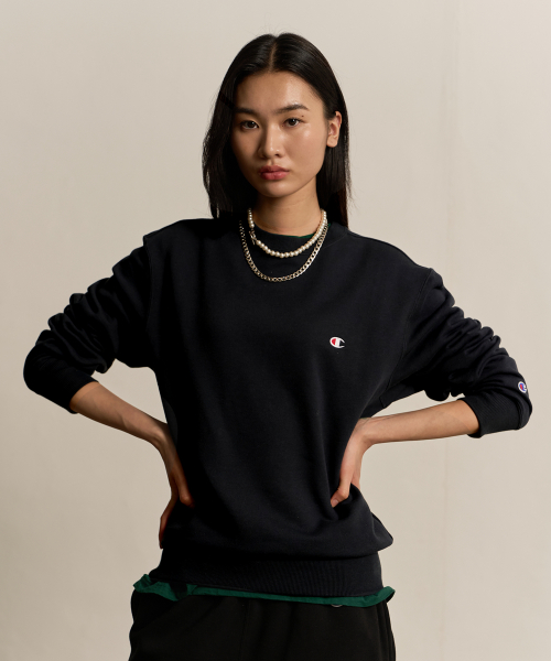 C로고 크루넥 스웨트셔츠 Black