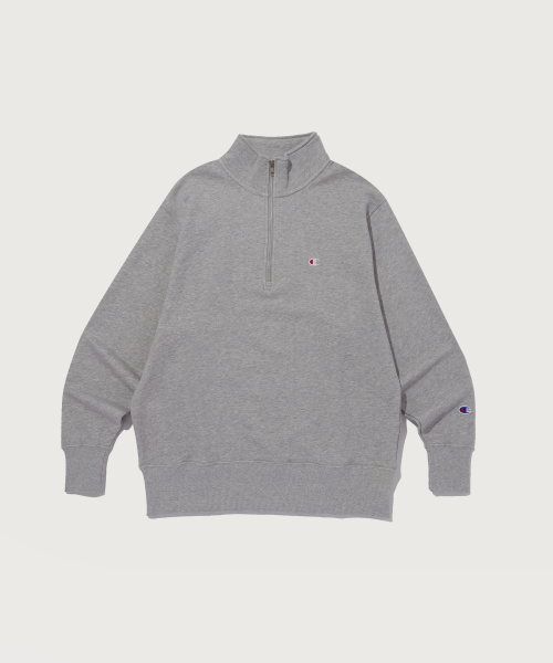 Свитшот из френч терри на полумолнии с C-лого Normal Grey