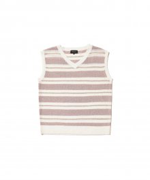 Stripe over fit knit vest - DUSTY PINK