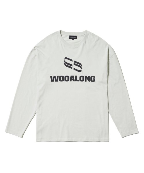 ★送料・関税込★WOOALONG★Spin logo over fit long sleeve★ 우알롱(WOOALONG) Spin logo over fit long sleeve - LIGHT GREY
