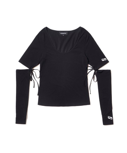 さらに100円引き◆WOOALONG◆Spin logo detachable slim T-shirt White and wander 170 Logo Long Sleeve T-Shirt | SVD