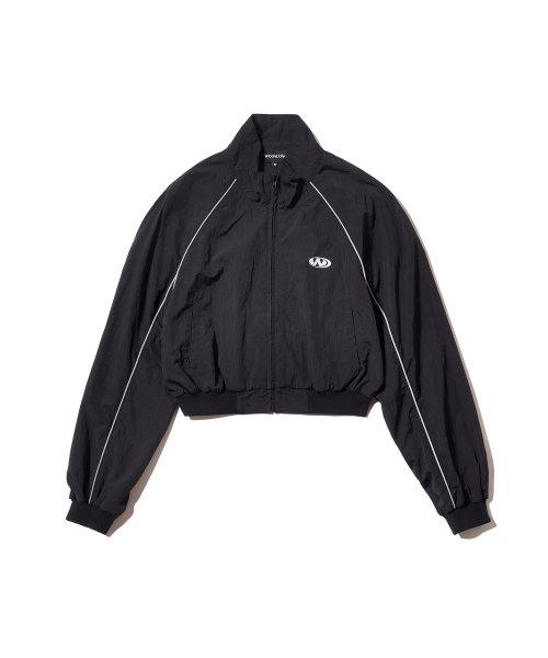 ジャケット WOOALONG Track logo piping crop zipup BLACK ☆2023SS新作☆WOOALONG☆Track logo piping crop zip-up