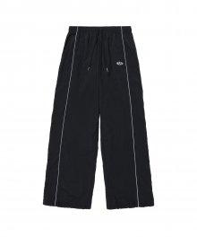 Track logo piping wide pants - BLACK