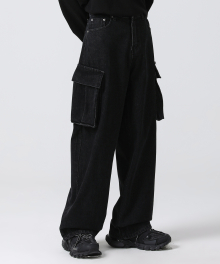 real wide cargo pants BLACK