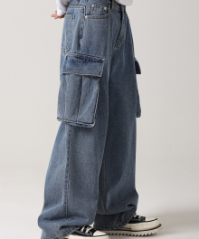 real wide cargo pants LIGHT BLUE