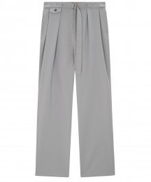 Belted Pocket Wide Pants - Grey